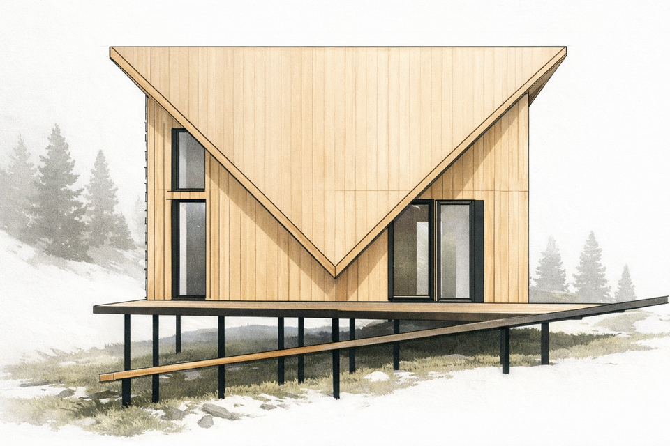 Remote cabin elevation